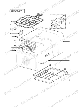 Взрыв-схема плиты (духовки) Zanussi ZDQ695X - Схема узла H10 Main Oven Cavity (large)